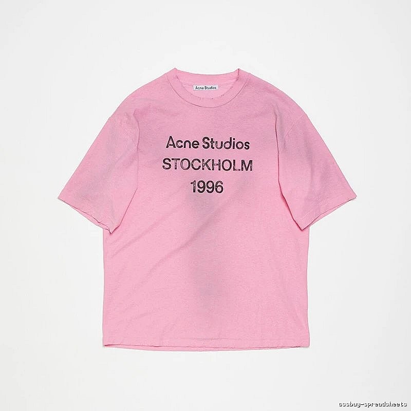 Acne Studios 2090-80 Pink Red Style Ac908026 Stockholm Logo T-Shirt Weekend Wear
