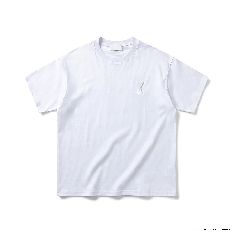 AMI Embroidered Minimalist Style White T-shirt