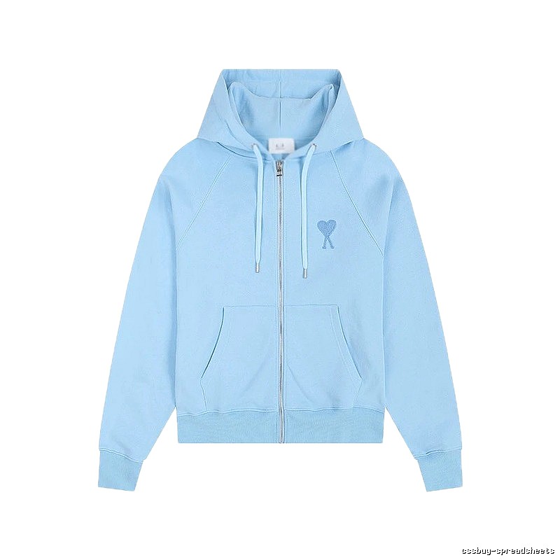 AMI Love Embroidery Light Blue Hoodie