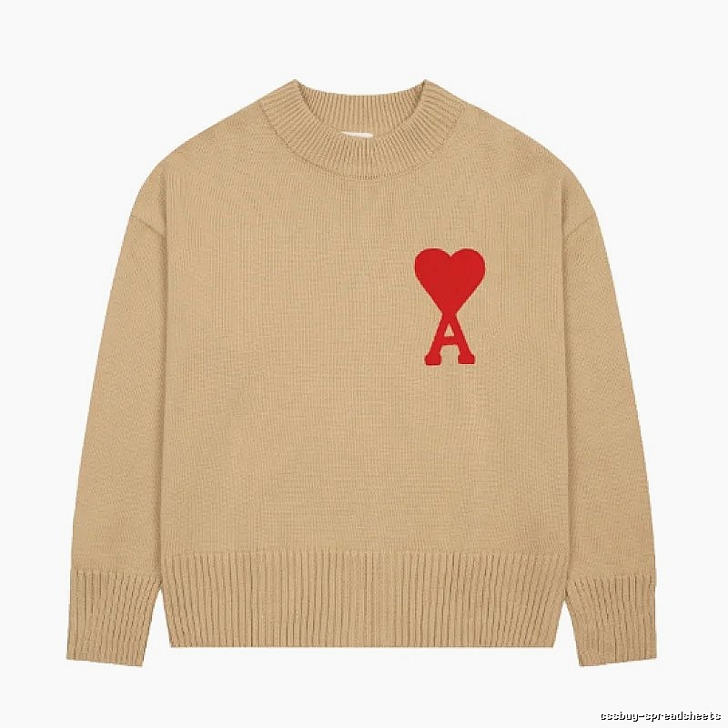 Ami Paris Lightweight Heart logo sweater Green Knit Top for Trend Styling