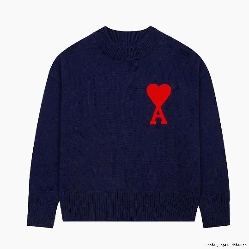Ami Paris Travel Heart logo sweater Green Knit Top with Modern Look