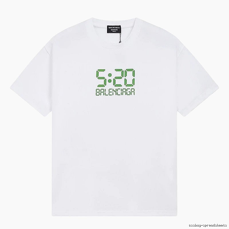 Balenciaga 5:20 Printed Trendy White T-Shirt