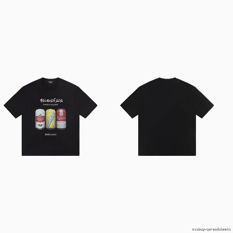 Balenciaga Street Style Black T-shirt with Coca-Cola Print