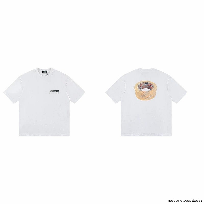 Balenciaga Tape Print Streetwear White T-Shirt