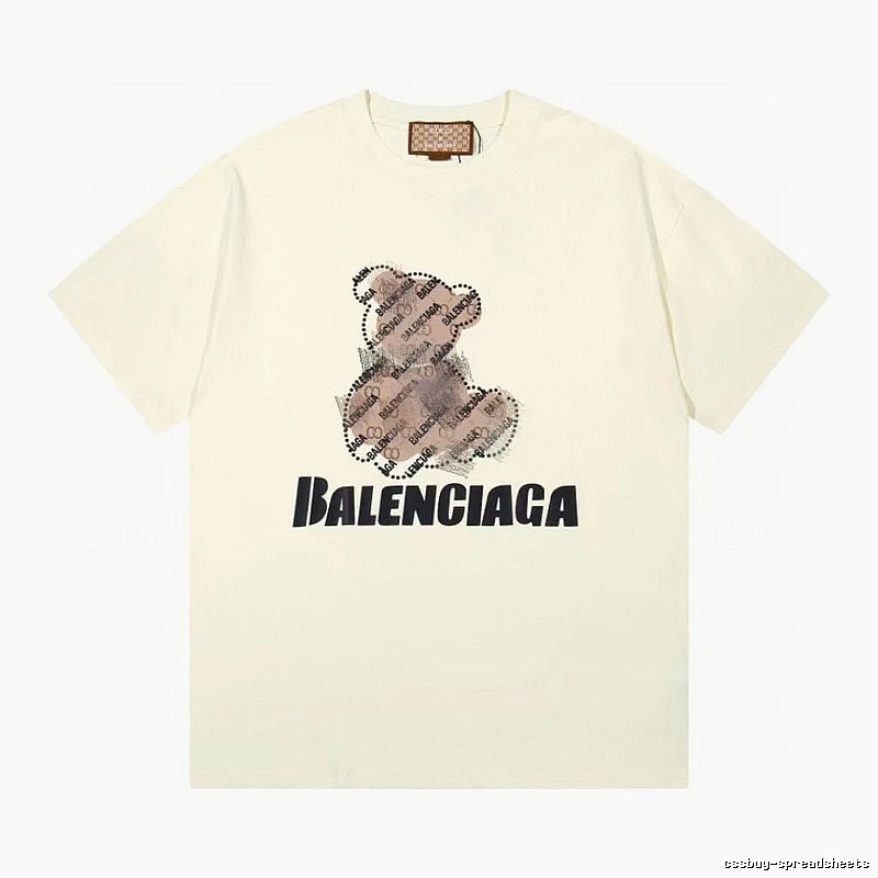 Balenciaga Trendy Off-white T-shirt with Bear Print