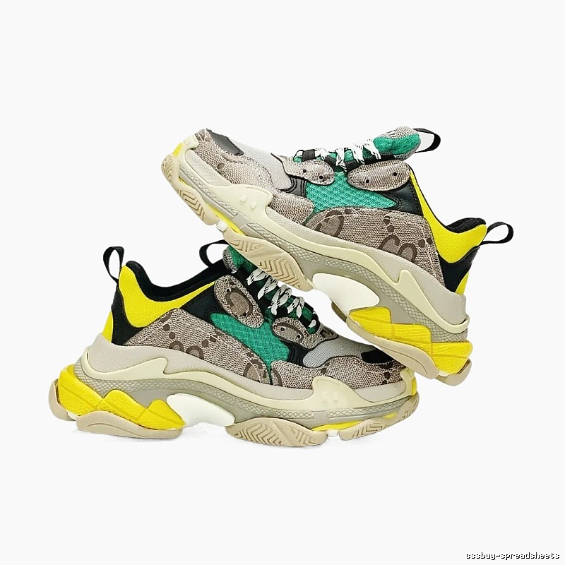 Balenciaga Triple S color-blocking style.