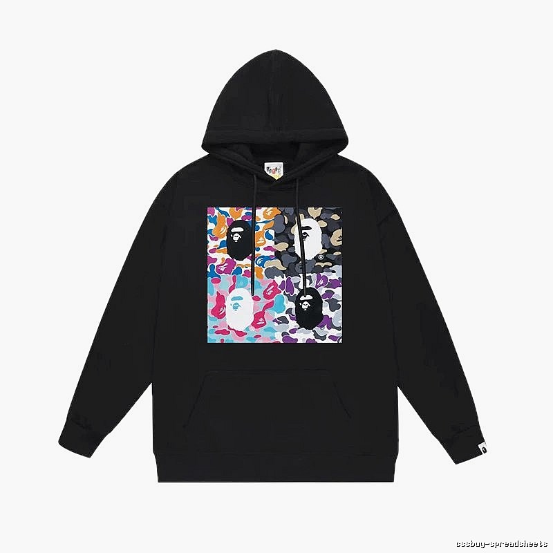 Bape camouflage-style black hoodie