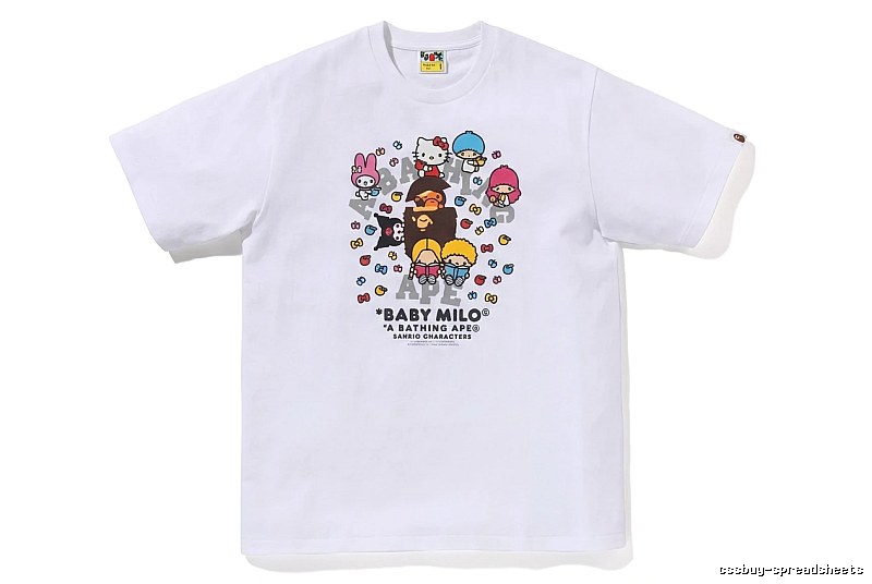 Bape cartoon - printed white T - shirt