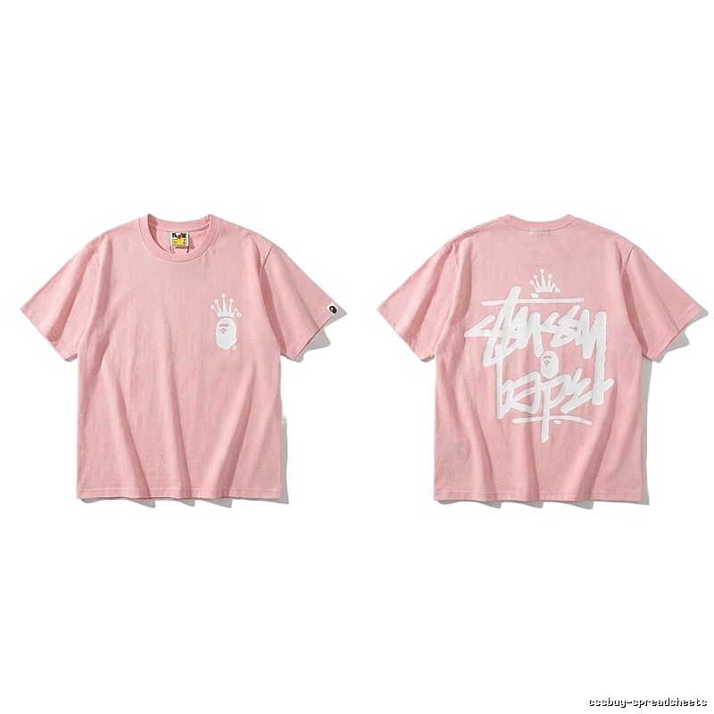 Bape Crown Trendy Pink Short Sleeve