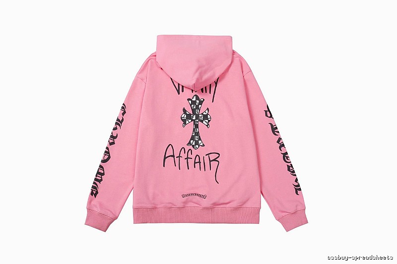 Chrome Hearts 2088-91 Pink Red Cross Graphic Hoodie Campus Look