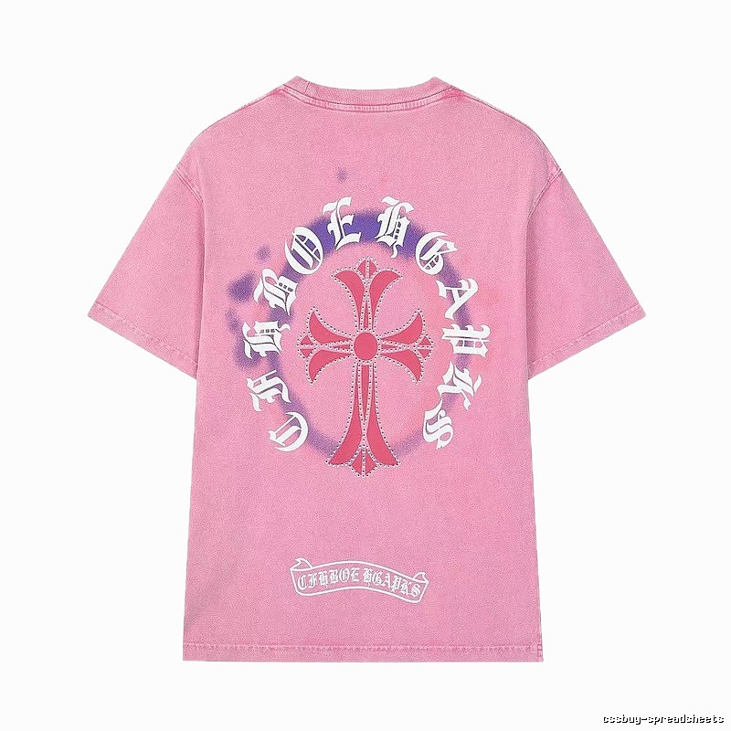 Chrome Hearts Cross Vintage Style Pink T-Shirt