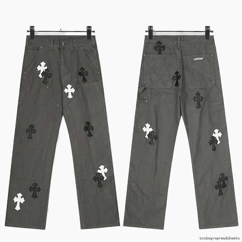 Chrome Hearts Cross Workwear Style Grey Pants