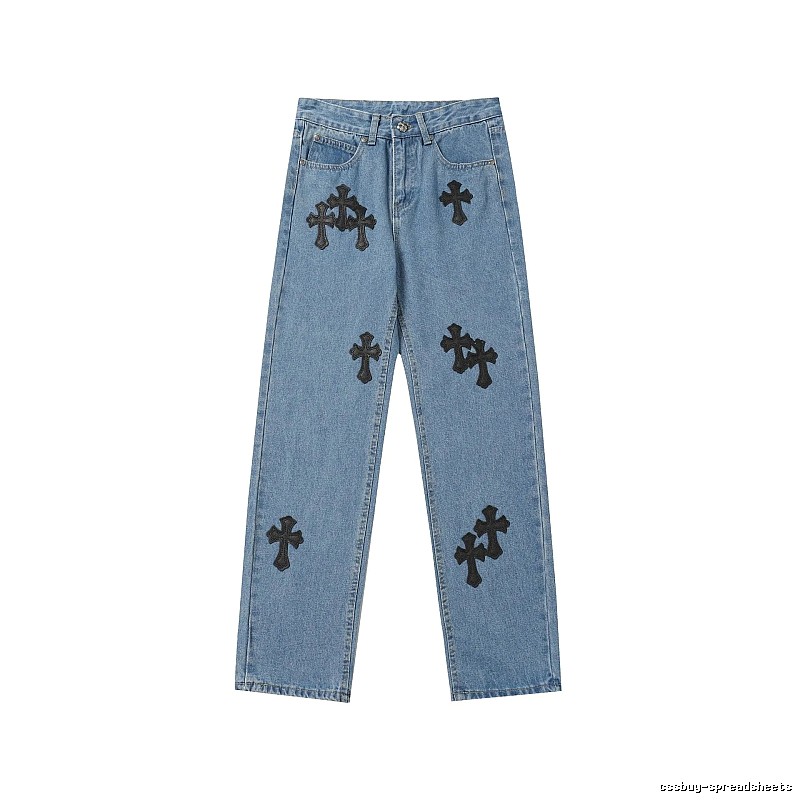 Chrome Hearts Easy Match Graphic jeans Light Denim Jeans for Leisure Wear