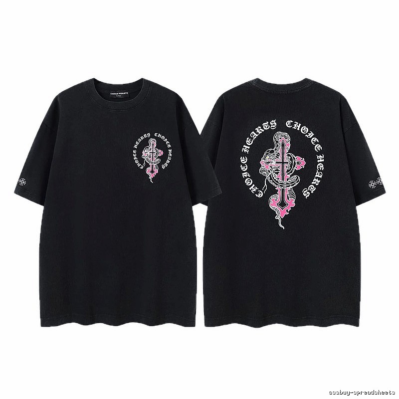 Chrome Hearts Gothic Style Snake & Cross Black Short-Sleeve T-Shirt