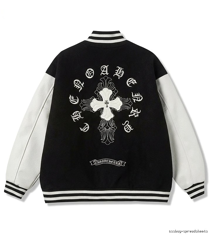 Chrome Hearts retro-style black and white baseball jacket