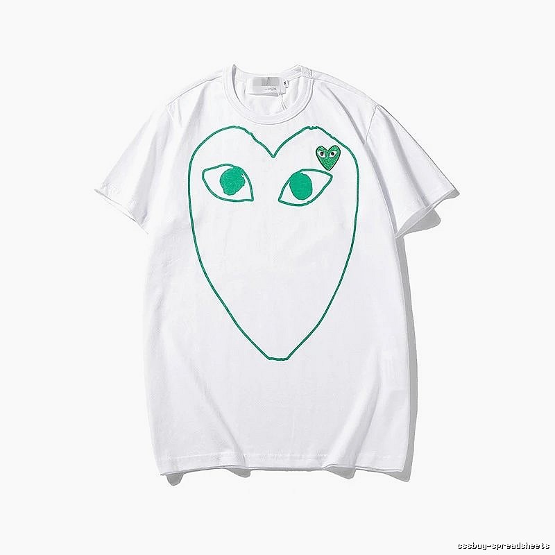 Comme des Garcons PLAY 2023-13 Green Style 2313 Heart Logo T-Shirt Soft Neutral