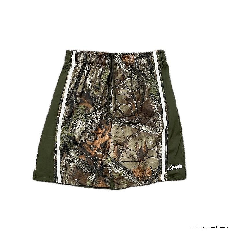 Corteiz Street Style Camouflage Army Green Athletic Shorts