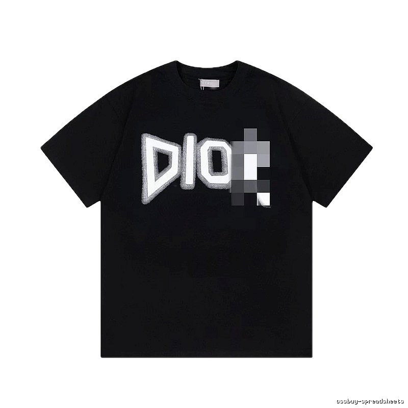 Dior Flocked Letter Street Style Black T-Shirt