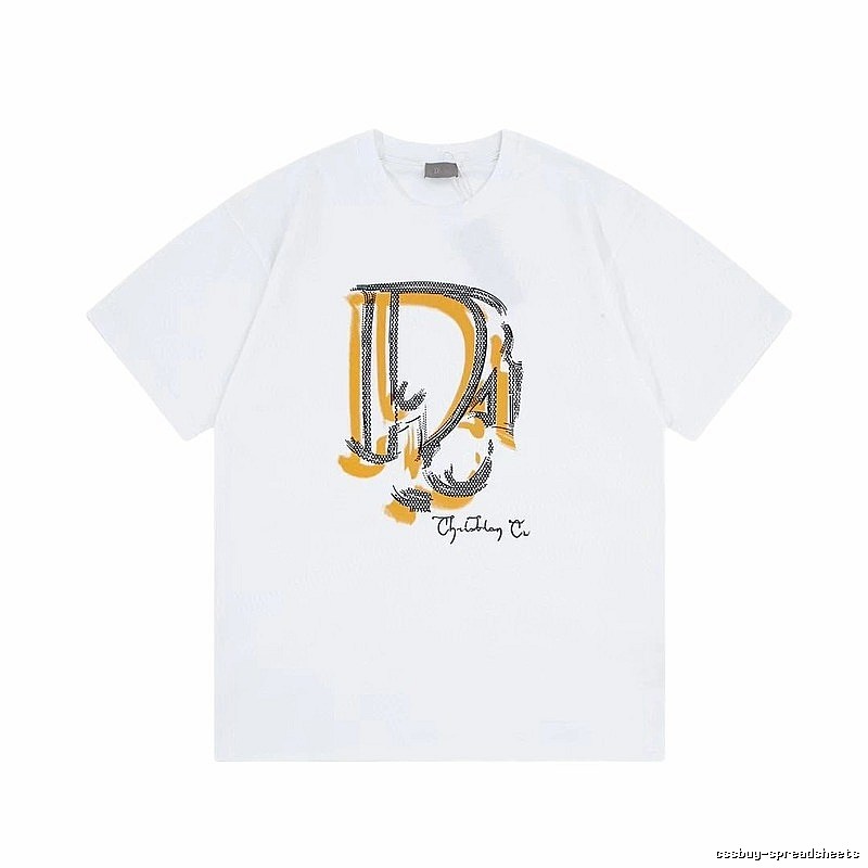 Dior Graffiti Print Casual Style White Short-sleeve T-shirt