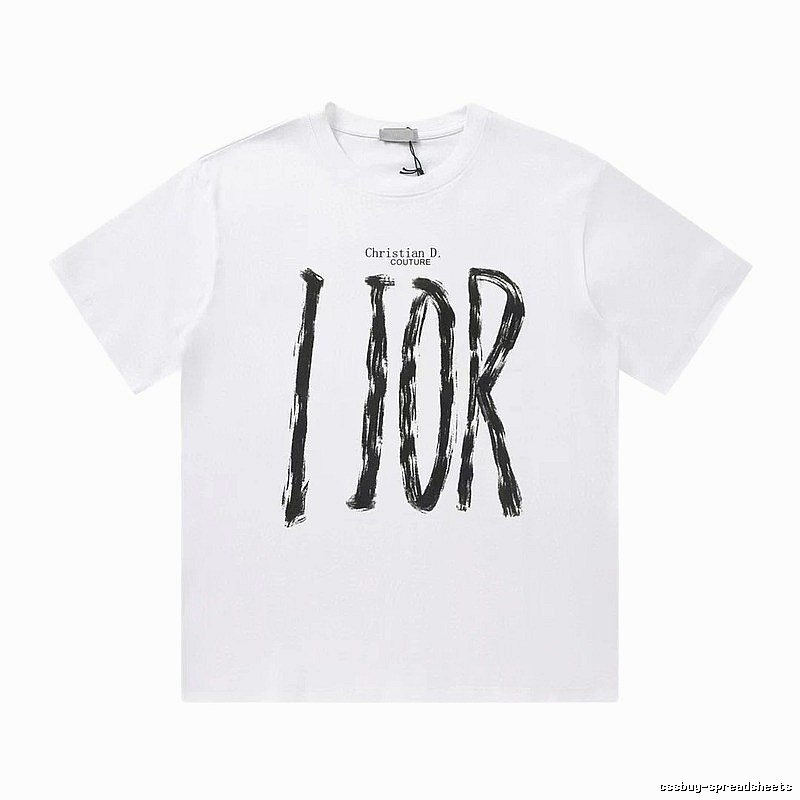 Dior Haute Couture Graffiti Casual Style White T-Shirt