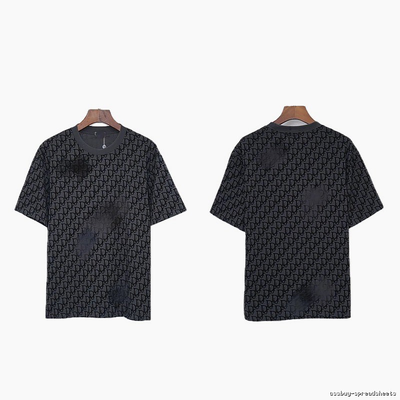 Dior Oblique Streetwear Collection Dark Grey Short-sleeve T-Shirt