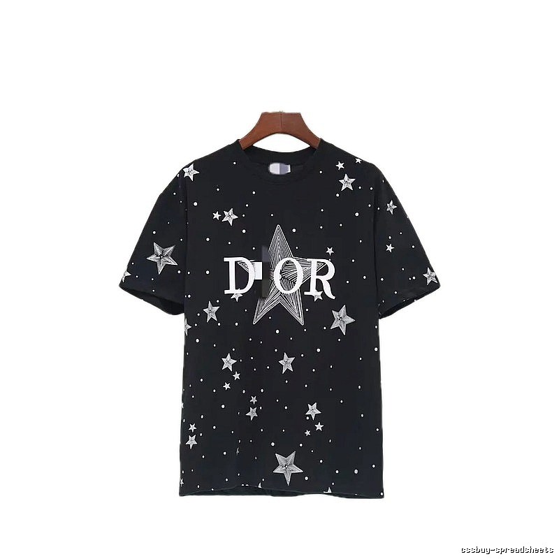 Dior Trendy Cool All-over Star Print Black T-Shirt