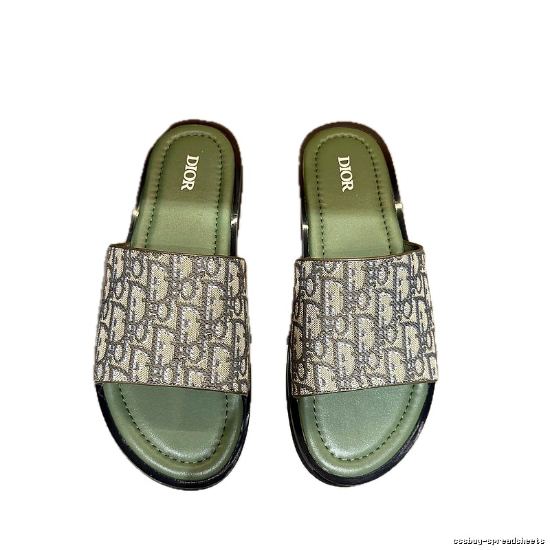 Dior Vintage Monogram Green Slides
