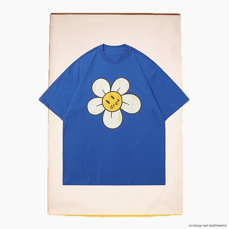 DREW Smiley Face Floral Street Style Blue T-shirt