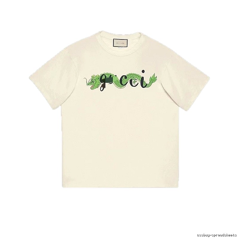 Gucci Year of the Dragon Collection Vintage Style Off-White Short Sleeve T-Shirt