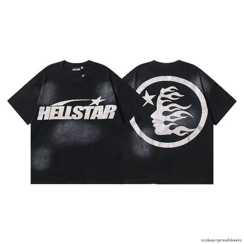Hellstar Flame Portrait Street Style Black T-shirt