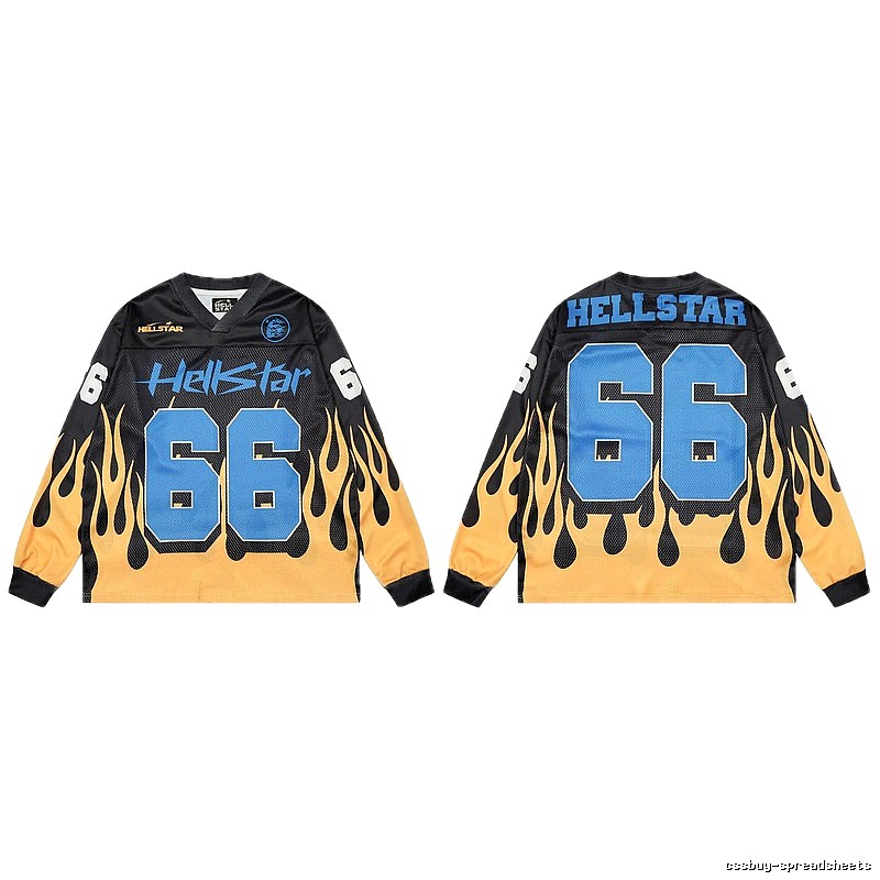 Hellstar No.66 Flame Street Style Black and Yellow Jersey