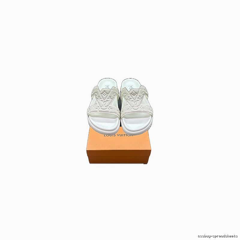 Louis Vuitton Embossed Monogram Casual Style White Slippers