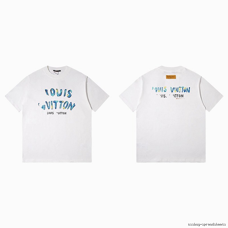 Louis Vuitton Hand-painted Graffiti Casual Style White T-shirt