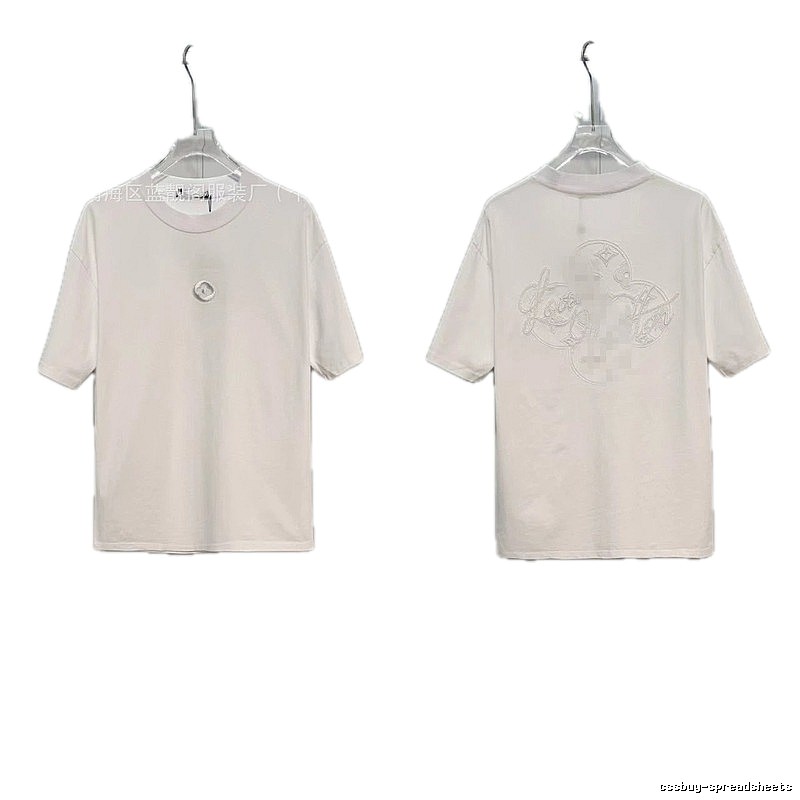 Louis Vuitton Monogram Embroidered Trendy Style White T-Shirt