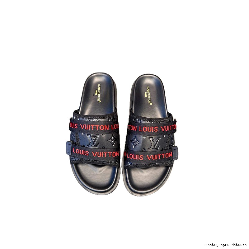 Louis Vuitton Monogram Trendy Black & Red Slide Slippers