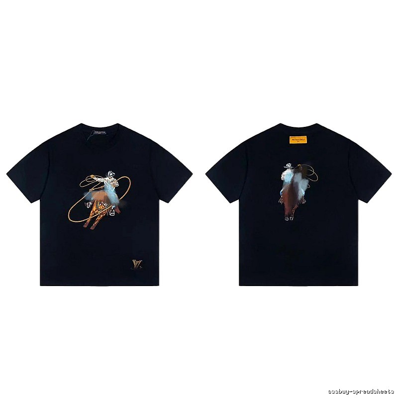 Louis Vuitton Western Cowboy Vintage Style Black T-Shirt
