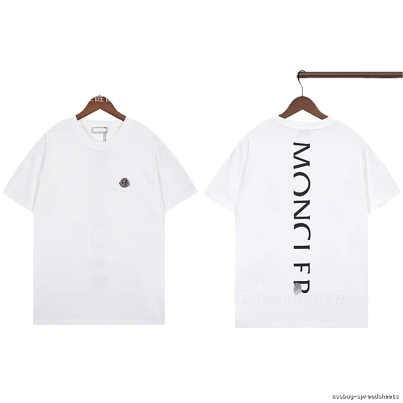 Moncler Letter Print Trendy Style White T-Shirt