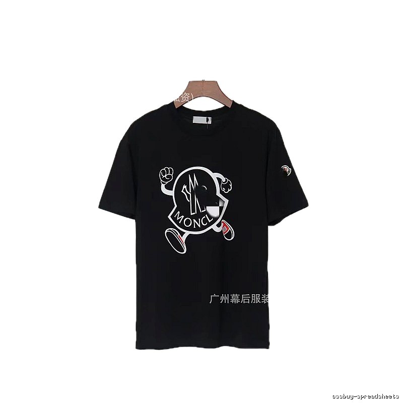 Moncler Trendy Black Cartoon Print Short-sleeved T-shirt