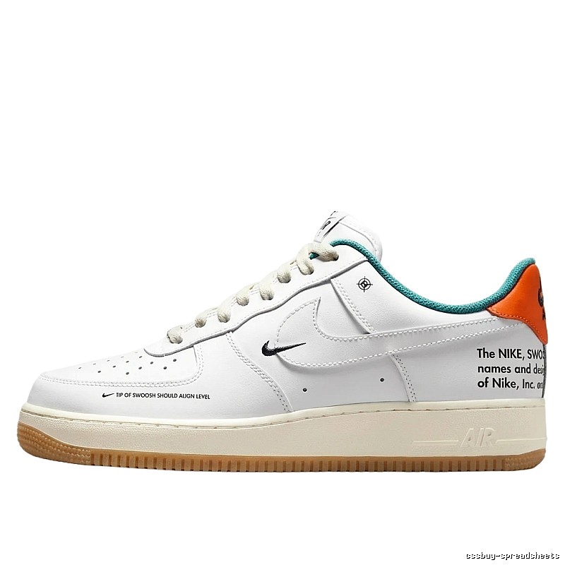 Nike Air Force 1 Simple White and Orange Shoes