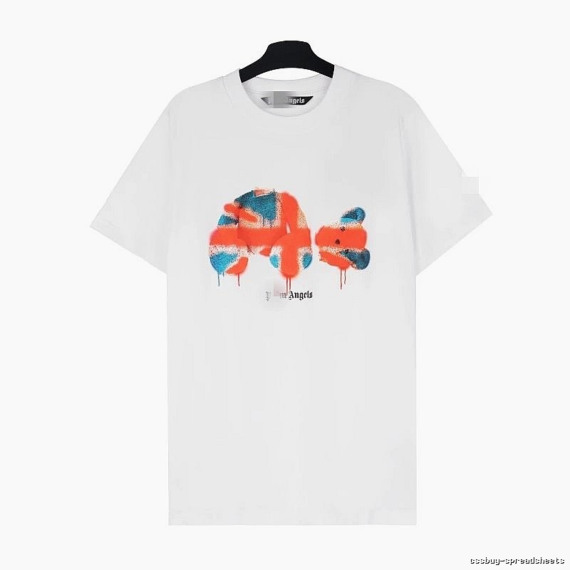 Palm Angels Travel Bear graphic T-shirt White Colorful Bear with Modern Look