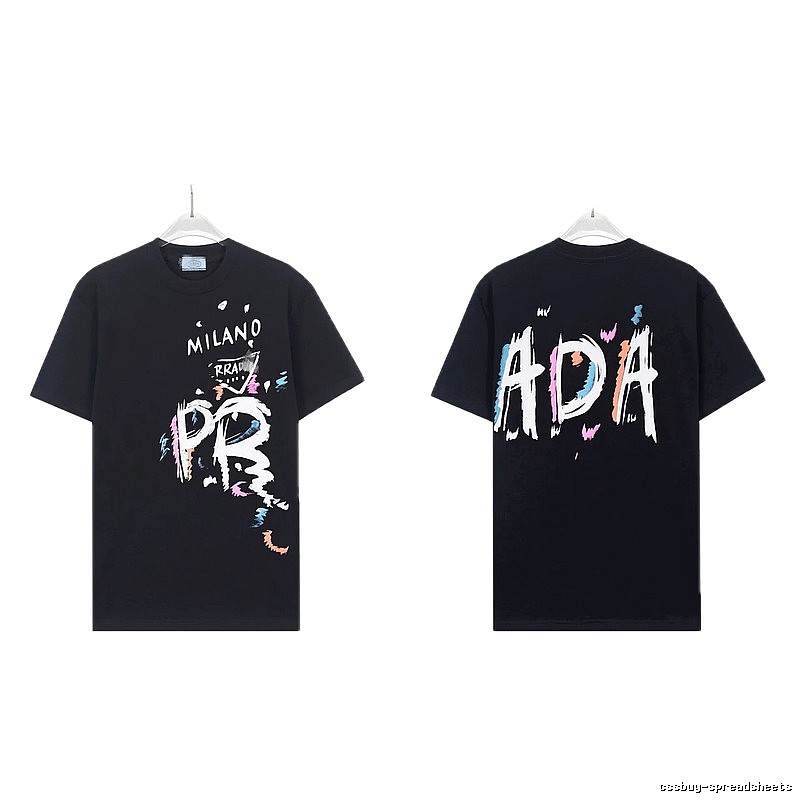 Prada Graffiti Collection Street Style Black T-Shirt