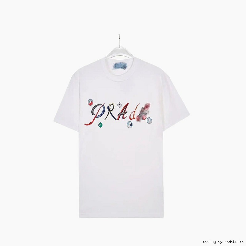 Prada Street Style White Short-sleeve T-shirt with Colorful Print