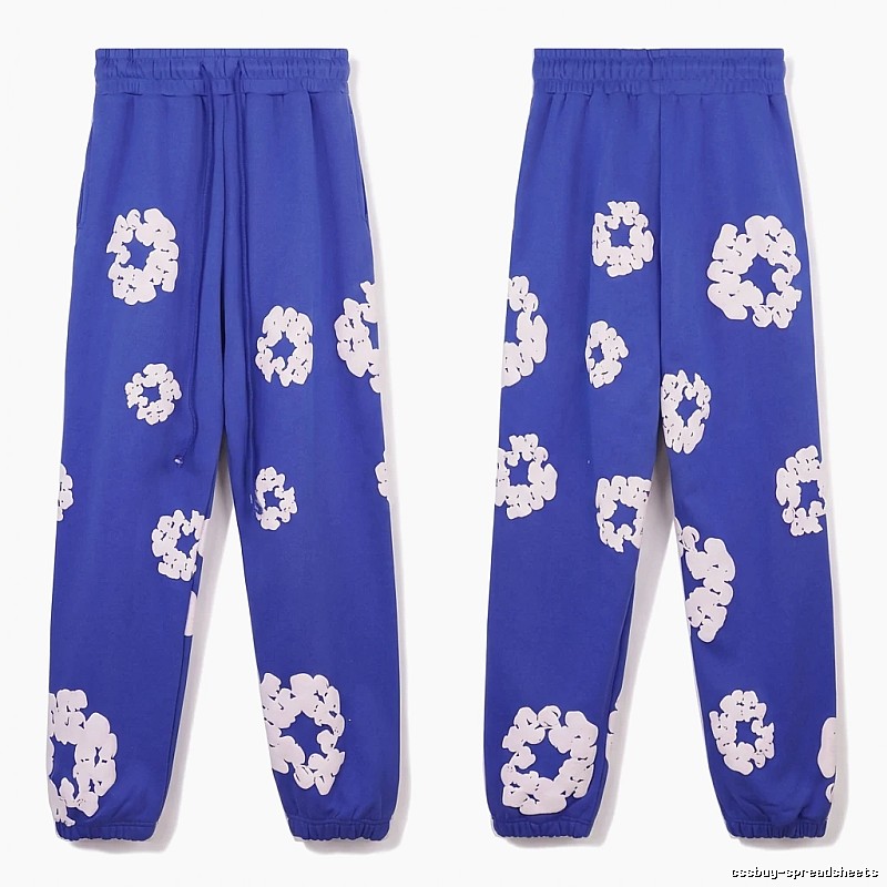 Printed casual blue pants with DENIM TEARS