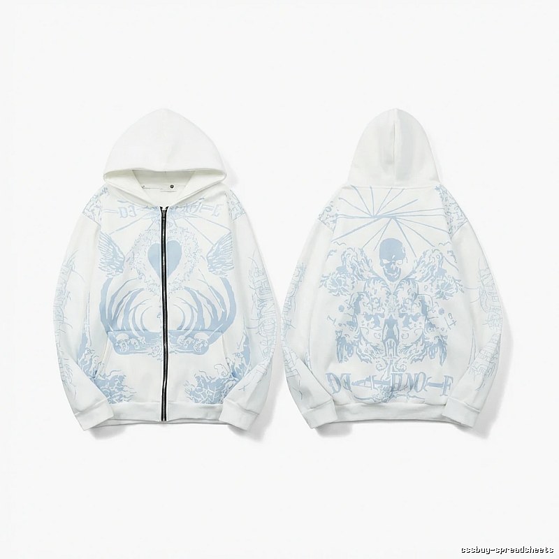 Revenge Skull Print White Hoodie