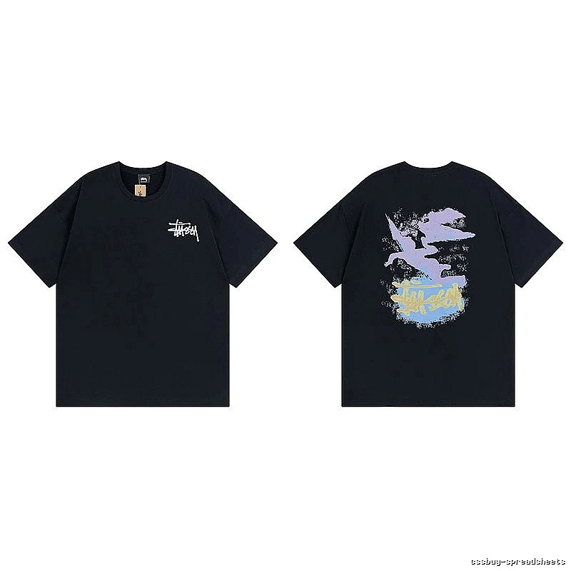 Stussy Black Spider Graphic T-Shirt Training Look Logo