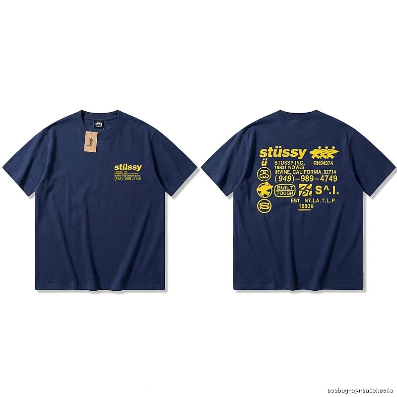 Stussy classic style trendy dark blue T-shirt