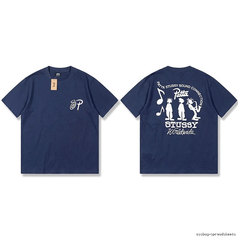 Stussy Co-branded Hip-hop Style Navy Blue T-shirt