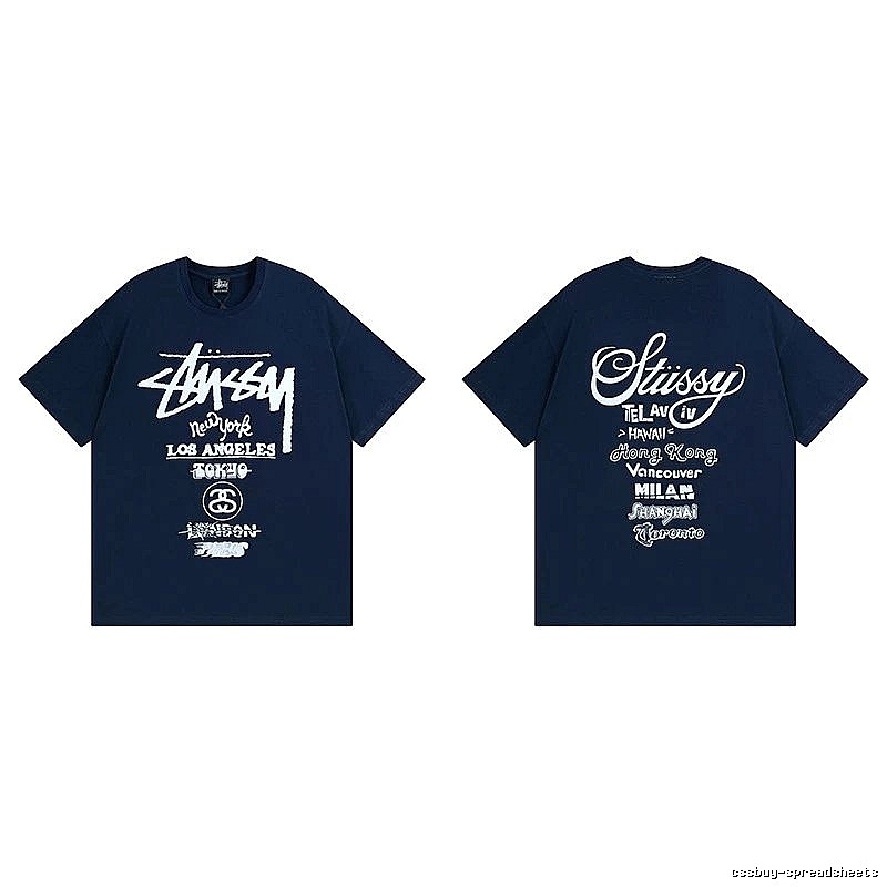 Stussy Simple Logo Finish Spider Graphic T-Shirt Minimal Look