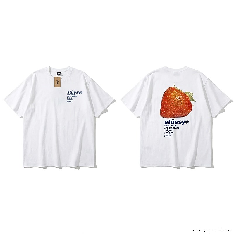 Stussy Strawberry Print White T-shirt