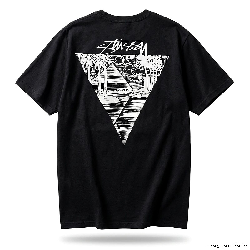 Stussy triangle print style black T-shirt